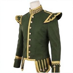 เสื้อแจ็คเก็ตเชิ้ตสีเขียวสไตล์วินเทจสำหรับทุกเพศ พร้อมลายปักสีทอง ปกแบบแมนดาริน ตกแต่งอีโปเล็ต ทรงเข้ารูป เหมาะสำหรับใส่ในฤดูหนาว ลายเสือดาว - Product Image 3