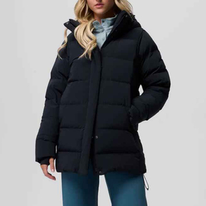 High Quality Women's Lightweight Canvas Puffer Hooded Jacket Winter Bomber <b>Coat</b> <b>Zipper</b> Button Breathable Autumn Casual Outerwear - Product Image 1