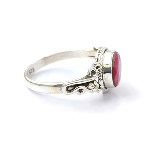 Handmade Pink Round-Cut Ruby Ring <b>Solid</b> 925 <b>Silver</b> Designer Collection Jewelry Wholesale JAIPUR <b>SILVER</b> - Product Image 3