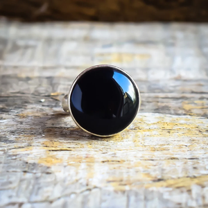 Anillo de Boda para Mujer, Hecho a Mano, Plata de Ley 925, Ónix Negro, Corte Redondo, Estilo Bohemio, Engaste de Bisel, Joyería con Piedras Preciosas - Product Image 2