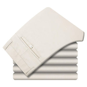 Pantalones de Vestir Estilo Italiano, Color Caqui, Corte Slim Fit, Tallas Grandes, para Hombre, Nuevo Diseño - Product Image 4