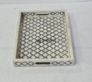 Bandeja Móvil Moderna Hecha a Mano con Incrustaciones de Hueso, Decorativa de Lujo para Mesa de Comedor, Calidad Premium, por Tradebyd - Product Image 3