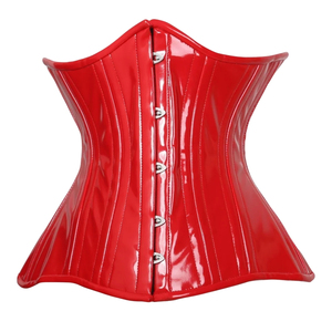 Body de Cuero Sintético Rojo, Estilo Corsé, Sin Tirantes, Vestido Ajustado Sexy para Adultos, Ropa de Club con Cierre de Botones - Product Image 1