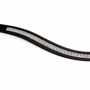 Diadema de cuero acolchada con diseño de onda y canal vacío para caballo, con cristales de colores personalizados y cadena de diamantes brillantes. - Product Image 4