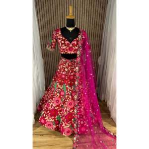 Magnifique ensemble de lehenga choli pour femmes, à porter pour les fêtes, avec dupatta - Product Image 3