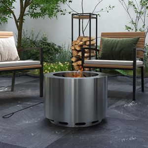 Braciere Portatile in Acciaio Inox Argento Senza Fumo con Paletta per Giardino, Patio, Picnic, Campeggio e Falò - Product Image 2