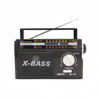 Radio d'urgence solaire rechargeable portable M-16 avec haut-parleur Bluetooth 4 pouces, 4 bandes, double alimentation CC, en plastique