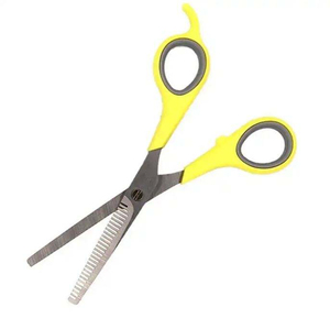Ciseaux professionnels en plastique avec manche jaune, ciseaux à effiler pour poils d'animaux, ciseaux de coiffure professionnels, logo personnalisé - Product Image 2