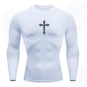<b>Men</b> Rash Guard Cross Print <b>Compression</b> <b>Shirt</b> <b>for</b> <b>Men</b> Christian Athletic T <b>shirt</b> Tees Tops Gym Workout Running <b>for</b> Swimming Wear - Product Image 2