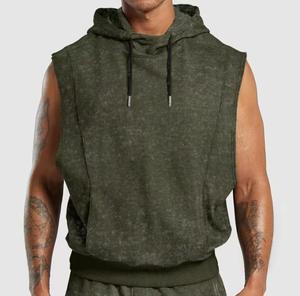 Sudadera con Capucha sin Mangas para Hombre, 100% Algodón, Felpa, Corte Regular, Color Gris Sólido, Ropa Casual de Otoño, Impresión Digital, Secado Rápido - Product Image 6
