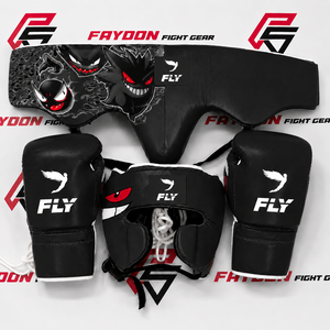 New Latest Design Customized Fly Purple Full Printed Genger <b>Sparring</b> <b>Set</b> Included <b>Boxing</b> Gloves Protection Headgear Groin Guard - Product Image 5