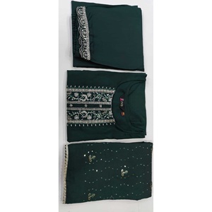 ผ้าเรยอนปักลายแฟชั่นเรียงตามลำดับสีเขียว - Product Image 1