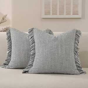 100% Cotton Woven Fringe Decorative Cushion Cover | Handmade American Throw Pillow Cover Tassels Eco-Friendly Washable Zipper - Product Image 5