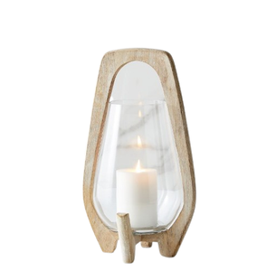 Farol de Madera de Mango Hecho a Mano con Acabado Marrón, Estilo Rústico, para Iluminación Interior y Decoración de Bodas - Product Image 3