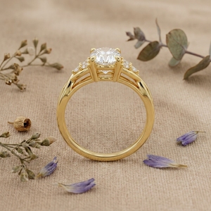 1.50CT Oval Cut Diamond Engagement <b>Ring</b> Vintage Twisted Gold <b>Ring</b> for <b>Women</b> Floral Wedding <b>Promise</b> <b>Ring</b> - Product Image 3