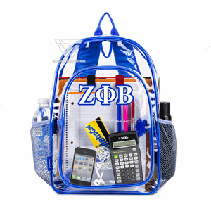 Custom Wholesale Greek Zeta Phi Beta Sorority Clothing Women's Printed <b>College</b> Clear Backpack School Travel <b>Bag</b> Transparent <b>Bag</b> - Product Image 1