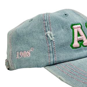 <b>Light</b> Denim AKA Distressed Baseball Cap Embroidered Letter <b>Hat</b> Vintage Washed Adjustable Casual Fashion Outdoor Headwear - Product Image 6