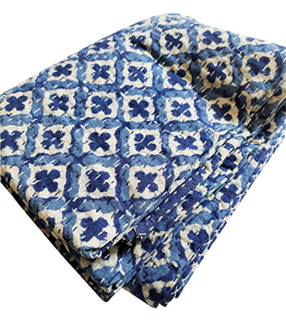 Colcha Kantha Tradicional de Algodón con Bloques Tejidos a Mano, Patrón Geométrico, Cosida a Mano, Azul, Decoración para el Hogar para Todas las Estaciones, Plegable - Product Image 4