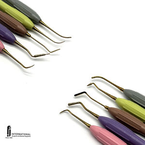 Venta al por mayor de fábrica: Nuevo juego de 5 instrumentos dentales de acero inoxidable para relleno de composite, manual, ligero, con mango de silicona premium. - Product Image 6
