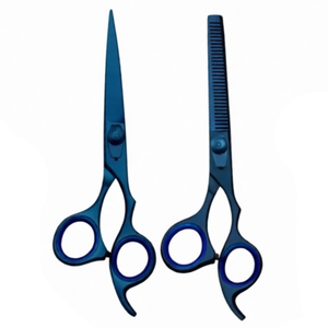 <b>Razor</b> Edge Barber Hair Cutting & Thinning Shears <b>Set</b> 7.5 Inch Blue Stainless Steel Salon Hairdressing Professional Tool Kit - Product Image 4