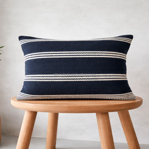 Black Ivory Handwoven 12x20 inch Lumbar <b>Pillow</b> Cover Color Block Stripe Textured Decorative Bed <b>Cushion</b> Modern Boho Decor - Product Image 5