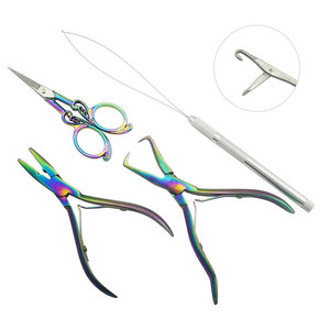 Kit d'outils pour extensions de cheveux : Pince de pose et de retrait de micro-anneaux, et ciseaux de coupe - Product Image 1