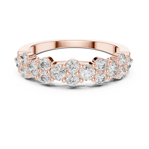 Bague de mariage de luxe en or jaune 18 carats avec diamants ronds en grappe et sertissage à griffes, pour femme, idéale pour un anniversaire - Product Image 5