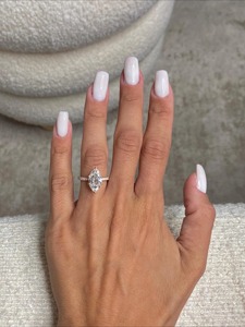 Anillo de Compromiso con Cristal Corte Marquesa, Plata 925 con Baño de Rodio, Engaste Floral, Estilo Clásico, Joyería Fina para Mujer - Product Image 4