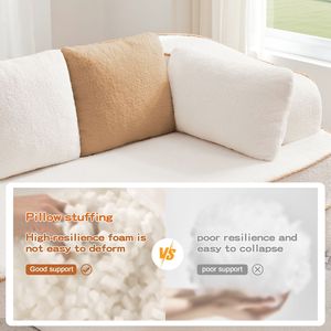 Divano a L 'Boneless' in Tessuto Teddy con Spugna ad Alta Densità 32D, 269 cm, Morbido e Confortevole, Design a Contrasto per Soggiorno - Product Image 6