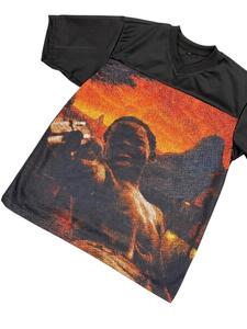 Custom Oversized Graphic Mesh Jersey T-Shirt Men Streetwear V-Neck Printed Hip Hop Fashion Tee OEM ODM Wholesale - Product Image 2