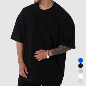T-shirt en coton blanc de haute qualité, style streetwear, coupe oversize à épaules tombantes, personnalisable avec logo imprimé, tissu épais, pour homme - Product Image 1