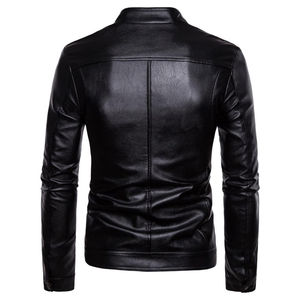 Veste en cuir pour homme de haute qualité 2026 avec col montant et logo frontal, style décontracté hiver - Product Image 2