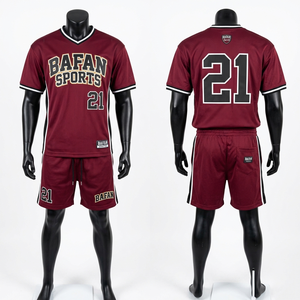 ชุดเซ็ตเสื้อเจอร์ซีย์ตาข่ายผู้ชาย พรีเมียม 180 GSM ผ้าระบายอากาศ สีแดงเลือดหมู แต่งแถบข้างสีดำ พร้อมปักโลโก้ตามสั่ง สำหรับผู้ชาย - Product Image 6