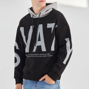 Sweat à capuche décontracté pour homme, anti-plis, en polaire écologique, imprimé Asali, respirant, en coton et polyester - Product Image 2