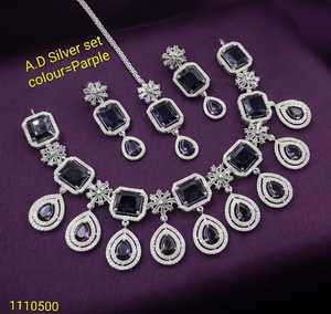 ชุดสร้อยคอคริสตัลสีม่วงหรูหรา Ping Bling พร้อมต่างหูและเครื่องประดับมงกุฎเจ้าสาวสำหรับงานแต่งงานและงานเลี้ยง - Product Image 1