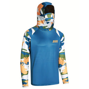 เสื้อฮู้ดดี้ตกปลาสำหรับผู้ชาย ระบายอากาศได้ดี ใส่สบาย ป้องกันแสงแดด UPF 50+ ไซส์ใหญ่ แขนยาว เหมาะสำหรับกิจกรรมกลางแจ้ง ผลิตจากวัสดุทนทานสำหรับผู้ใหญ่ - Product Image 6