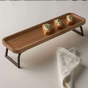 Premium Wooden Serving Tray with Gold Metal Handles Decorative Scalloped Edge <b>Coffee</b> <b>Table</b> Tray Home Hotel Restaurant - Product Image 6