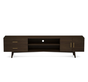 Mueble para TV de Madera de Teca Sólida de Estilo Moderno de Mediados de Siglo, Centro de Entretenimiento con Cajones y Estante Abierto, Mueble para el Hogar - Product Image 1
