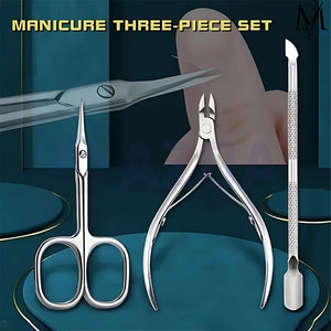 Professional Stainless Steel Cuticle Care <b>Kit</b> with Cuticle Nipper Scissors and Double End <b>Nail</b> Cuticle Pusher - Product Image 2