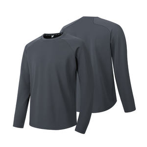 Mens Competitor Moisture Wicking Long Sleeve Crewneck T-Shirt - <b>White</b> Cotton Polyester Full Sleeve <b>Tee</b> T Shirts - Product Image 2