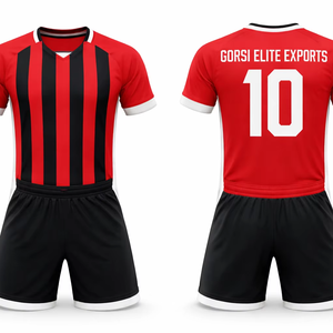 Conjuntos Ligeros y Transpirables de Color Rojo con Logotipo Personalizado Impreso, Uniformes de Fútbol Unisex Baratos de Venta Caliente OEM de Secado Rápido - Product Image 1