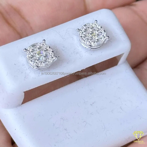 Boucles d'oreilles clous en cristal pavé rond complet de laboratoire, forme de boule de luxe, bijoux de mariage pour femmes, cadeau de mariée - Product Image 2