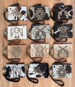 Haute vente 2024 peau de vache gravé au Laser Thunderbird gland pochette à glissière en cuir véritable femmes bracelet multifonctionnel portefeuille - Product Image 4