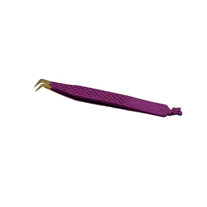 Pinzas de Punta dorada morada, venta al por mayor, pinzas de extensión de pestañas de mariposa con agarre de diamante profesional de acero inoxidable sostenibles - Product Image 3