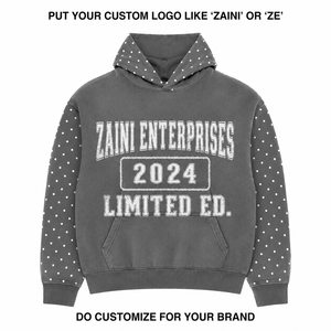 เสื้อฮู้ดดี้ผู้ชายแบบฟอกสี 420 GSM ผ้าฝ้ายพรีเมียมสีเทา แต่งลายจุด ปักลายปักแบบกำหนดเอง พร้อมแพทช์เชนีล สำหรับคนรักสิ่งแวดล้อม - Product Image 1