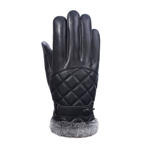 Guantes de Invierno de Cuero Negro con Forro de Piel Sintética, Térmicos, con Pantalla Táctil, Largos hasta la Muñeca, para Uso en Exteriores, Estilo Sencillo - Product Image 4
