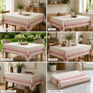 Cotton Party <b>Tablecloth</b> <b>Washable</b> Dining Table Cover for Birthday, Wedding, Picnic & Event Decoration - Product Image 2