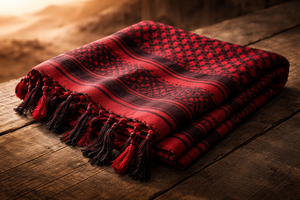 Écharpe Shemagh Keffiyeh carrée rouge et noire, motif tropical, foulard arabe traditionnel à carreaux, écharpe tactique du désert, qualité supérieure en coton - Product Image 6