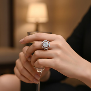 Anillo de Boda con Diamantes Redondos de 1.00 Quilates, 100% Naturales, para Mujer, en Oro Rosa de 14K | Anillo de Compromiso con Incrustaciones de Diamantes Halo, Joyería Fina - Product Image 2