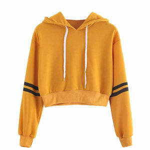 Sweat à capuche court d'hiver pour femme, impression de logo personnalisée sur le devant, manches longues, en coton, vente en gros OEM - Product Image 6